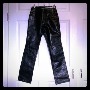Black Genuine Leather Bootcut Pants